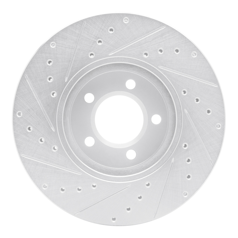 Ford Thunderbird Brake Rotor (1) - Front Right - R1 Concepts - Drilled & Slotted - Silver - `00-`06